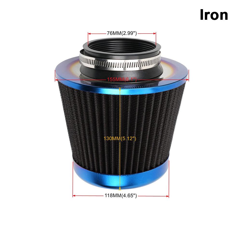 76MM 3" Gekleurd Blauw Roestvrij Staal Gaas Kegel Power Intake Hoge Doorstroming Koudeluchtfilter Luchtinlaatfilter Inductie Kit OFI074