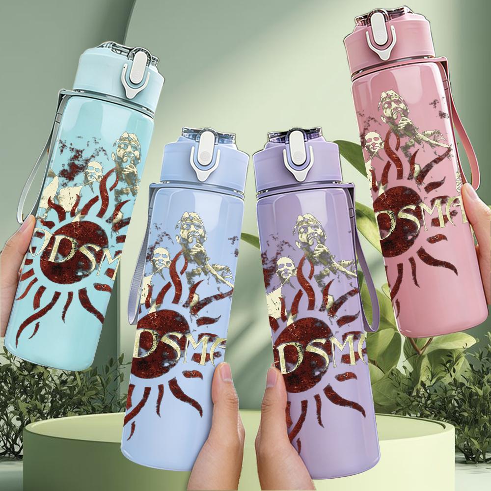 1PC Sun Tribal Boho Retro Text Graphic Print 750ml Portable Sports Water Bottle Leakproof Gym Outdoor Travel Drink Cup