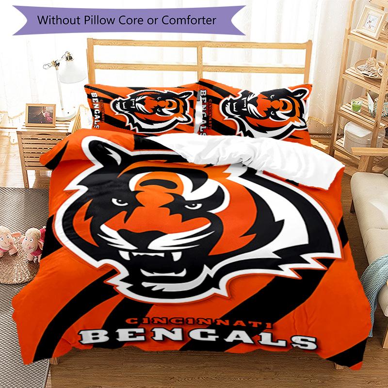 3pcs Cincinnati Bengals LOGO pattern bedding set duvet cover set includes duvet cover &pillowcases,perfect all season bedroom decoration&gift