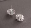 925 Sterling Silver Hetian Jade Stud Earrings with Certificate - Simple Ancient Hanfu Cheongsam Style White Jade Earrings