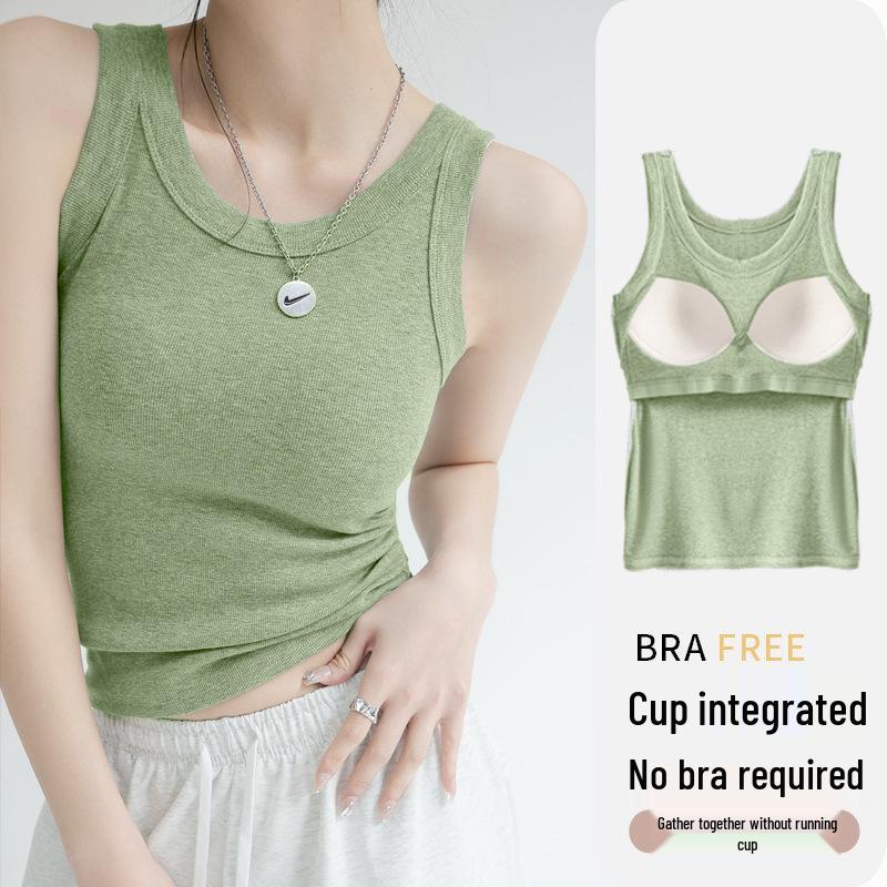 Damen Sommer Modal Geripptes Trägertop mit integriertem BH