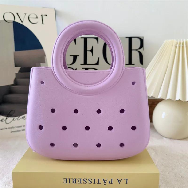 Women Summer Beach Bag Summer EVA DIY Waterproof Beach Basket Picnic Outdoor Travel Tote Handbag For Swimming Vacation Shopping