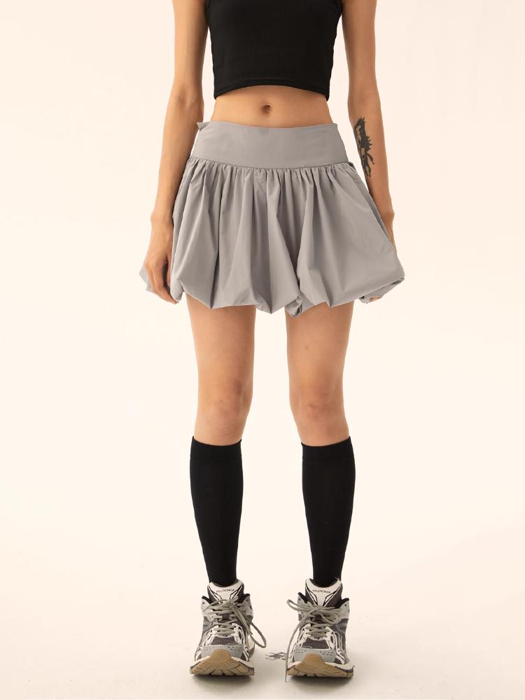 Černá Dámská Bublinková minisukně Retro Street Style Krátká sukně Tutu se středním elastickým pasem pro rekreační klubové oblečení