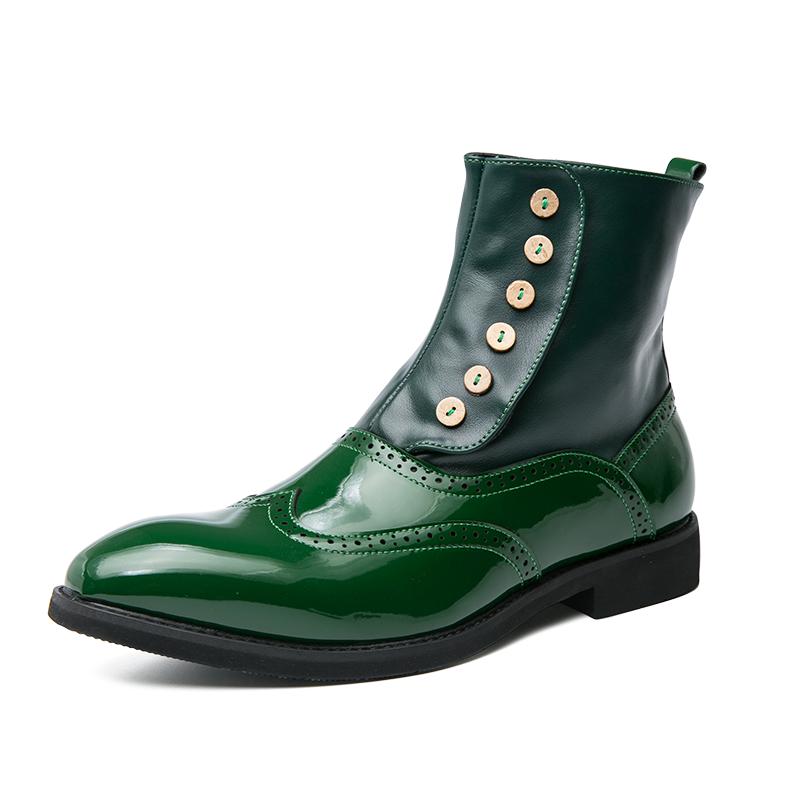 Trendy High Top Men's Leather Shoes Fashionable Party Style Daily Leisure and Business and Street Walking Black Plus Size Boots