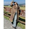 Light Brown British Style Lace-up Windbreaker Jacket for Women Spring and Autumn New Long Casual Coat