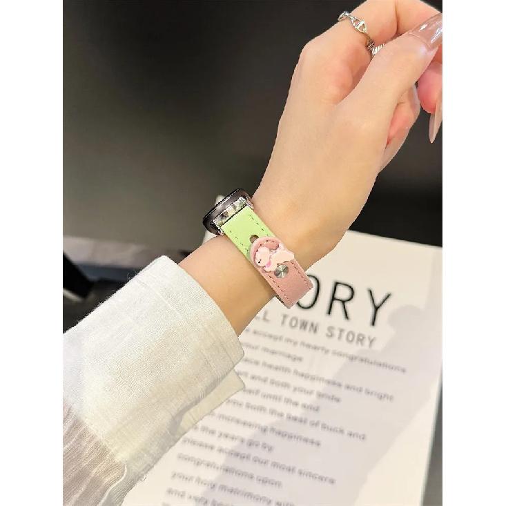 Cute Leather Strap for Xiaomi Mi Band 10 9 8 Wristband Two-Colors Slim Leather Bracelet Wristband for Mi Smartwatch Band 8 9Pro