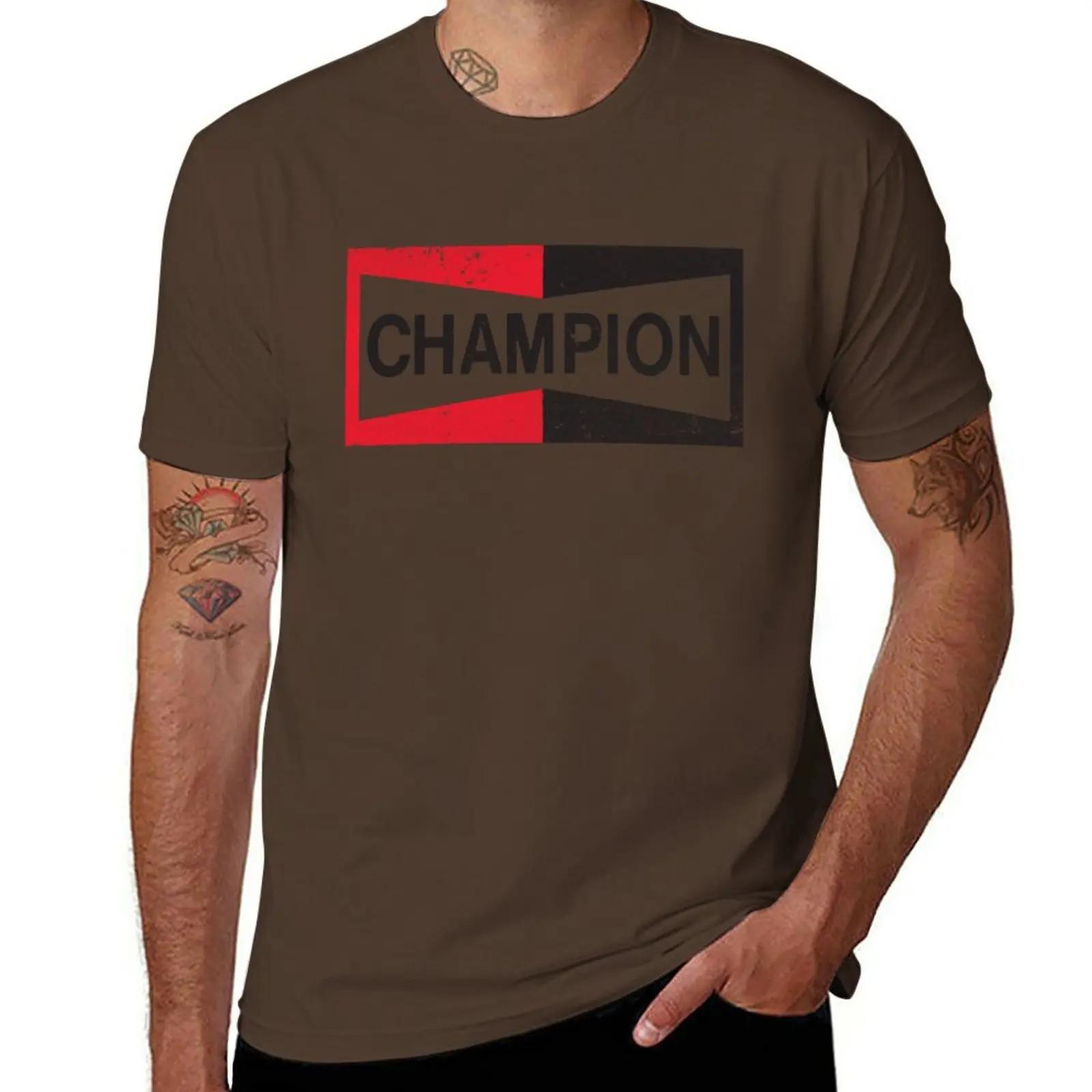 GUOYAN TOP Zomer Tops T-shirt Korte Mouw Getailleerde T-shirts voor Mannen Nieuw CHAMPION - Bougie Retro Verweerd Embleem - Cl T-shirt Katoen L