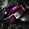 Fashion 8mm Celtic Men Stainless Steel Ring Inlaid Red Blue Zircon Stone Dragon Rings For Men, Carbon Fibre Rings Wedding Band
