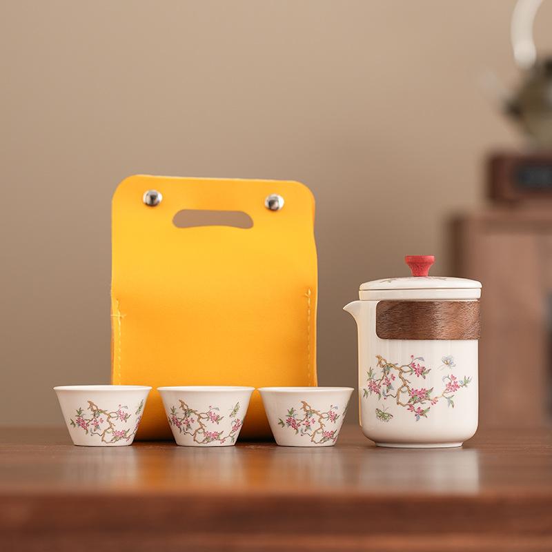 Portable Camping Tea Drinking Wisteria Flower Ancient Rhyme Pot Car Express Cup Travel Kung Fu Tea Set Small Set Enterprise