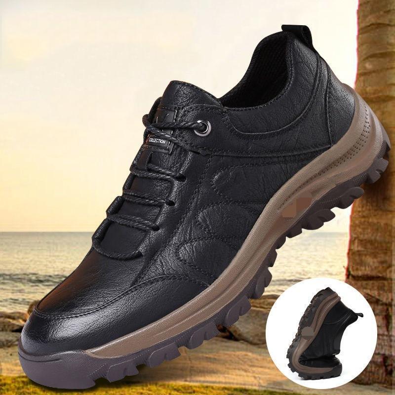 Large Size Single Cotton Men's Leather Surface Casual Shoes Rubber Outsole Non-slip Waterproof Fashion Shoes Korean Version Cotton Shoes Winter Models