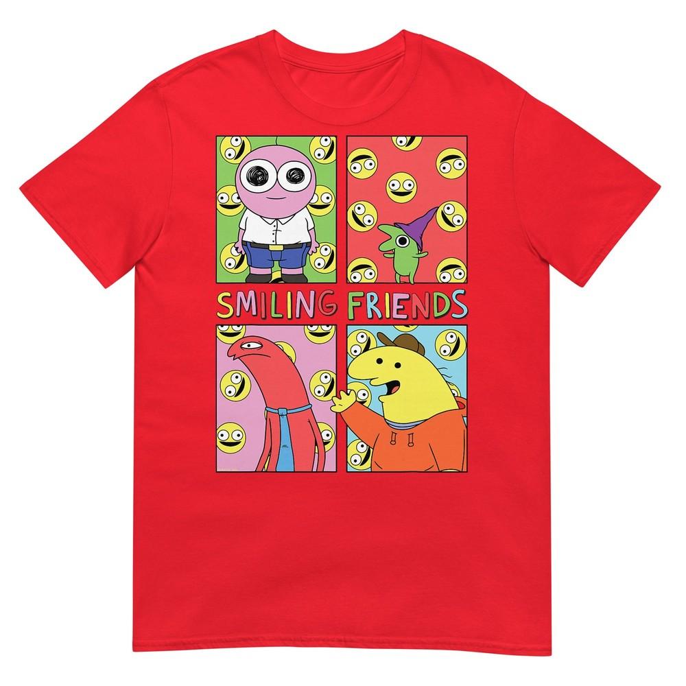 Smiling Friends Pop Art Character Grid Funny Cartoon Tshirt S