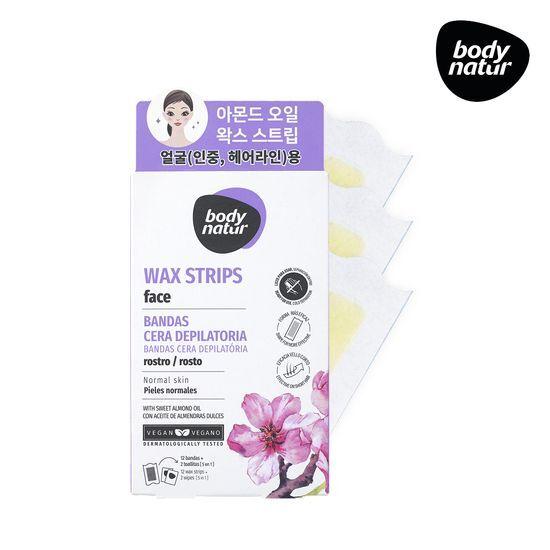 Bodynatur Hair Remover Wax Strips Face Sweet Almond (12 sheets)