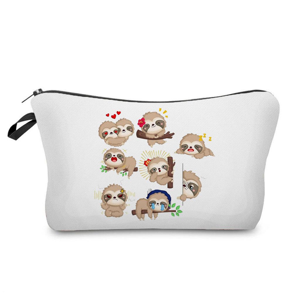 Women Sloth Print Cosmetic Bag Toiletries Organize Travel Storage Case 6403