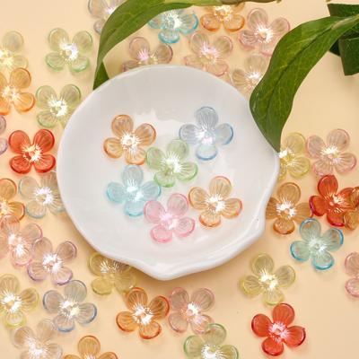 100Pcs 15.8mm Acrylic Transparent Crystal Flower Beads Flower Spacing Beads For Jewelry Making Bracelet Accessories Hairpin Earrings