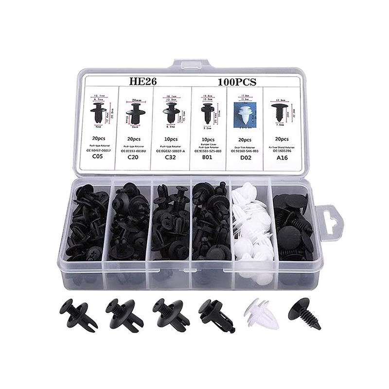 

100pcs Car Mixed Plastic Clips Auto Fixing Door Closer Pin Removing Retainer Rivet Screws Disassembly Tools Car Repair Parts