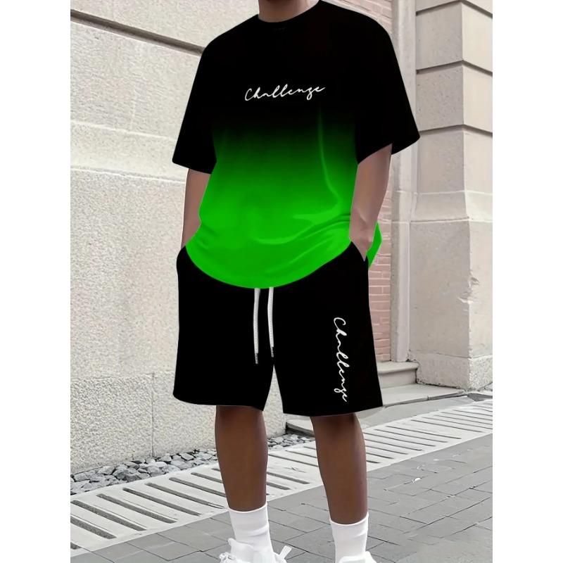 Men's Fashionable Casual Short Sleeved Shorts 3D Set Suitable for Outdoor Street Wear, the Best Choice for Machine Washable Gifts