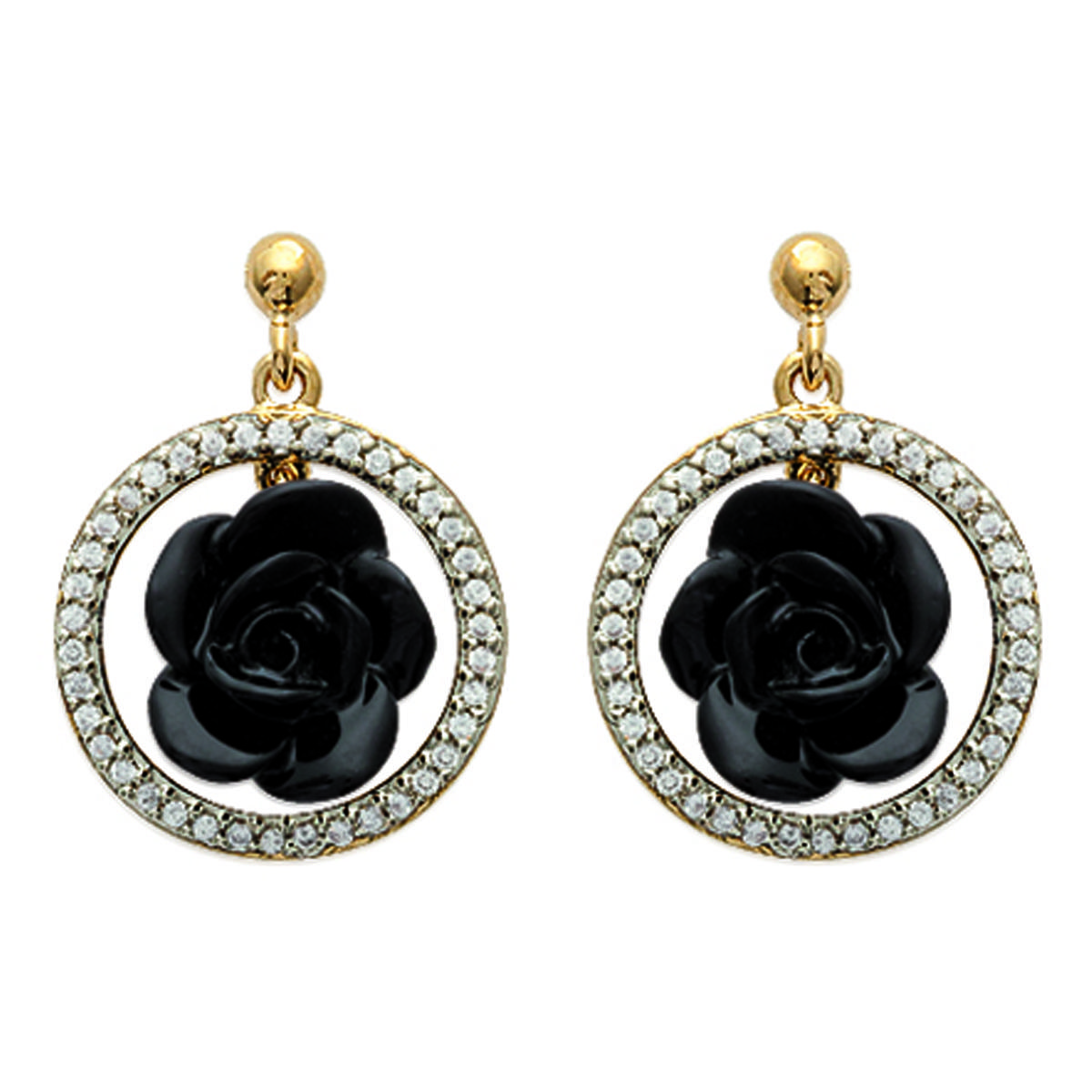 

Les Trésors De Lily [J3114] - Серьги с позолотой Rose Noire черное золото - 15x20 мм