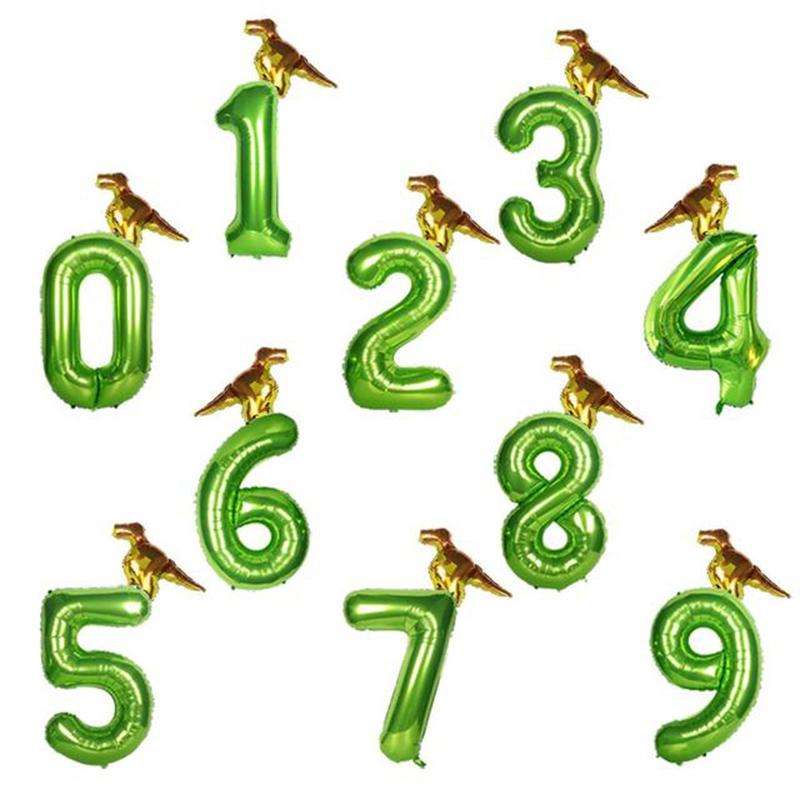 Dino 40inch Green Number Balloons Roar Dinosaur Party Decorations Balloon Jungle Party Boy Birthday Party Decor Baby