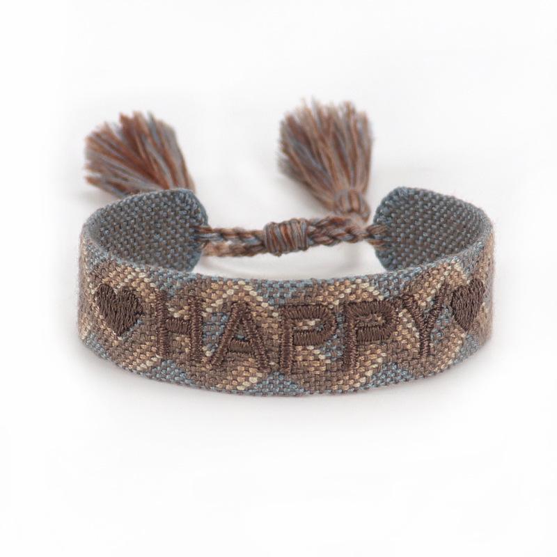 European & American Cross-border Embroidery Bracelet | Handmade Tassel & Letter Logo default