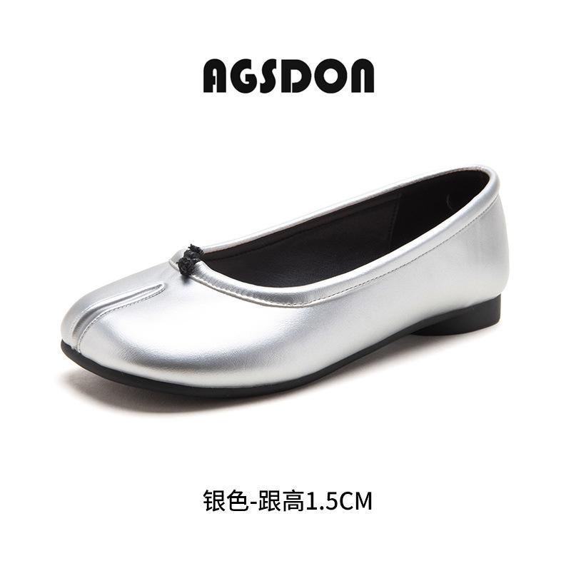 Augustine soft-soled pig's trotters split-toed single shoes for women's 2025 new summer one-pedal flat-soled Mary Jane small leather shoes