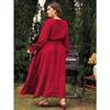 Frühlings- und Herbst-Damenkleid, großes Kleid, gepunktet, lockere Langarm-Kleider