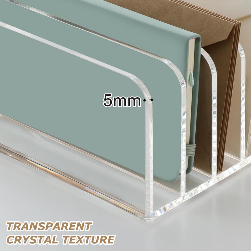 SANRUI Acrylic Book Stand, 9 Compartments, Multi-Purpose Storage Box for Office, Cosmetics, and Digital Items, Simple Design for Office Desk Storage