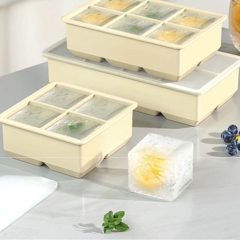 Square Silicone Ice Cube Mold with Lid - Reusable Kitchen Tool for Easy Ice Cubes Storage Dessert Making Mixer Whiskey Kitchen