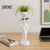 Layered Green Plant Landscape Pot Funny Female Figure Planter with Drainage Holes, Elegant Lady Flower for Small Windowsill Succulents, Lazy
