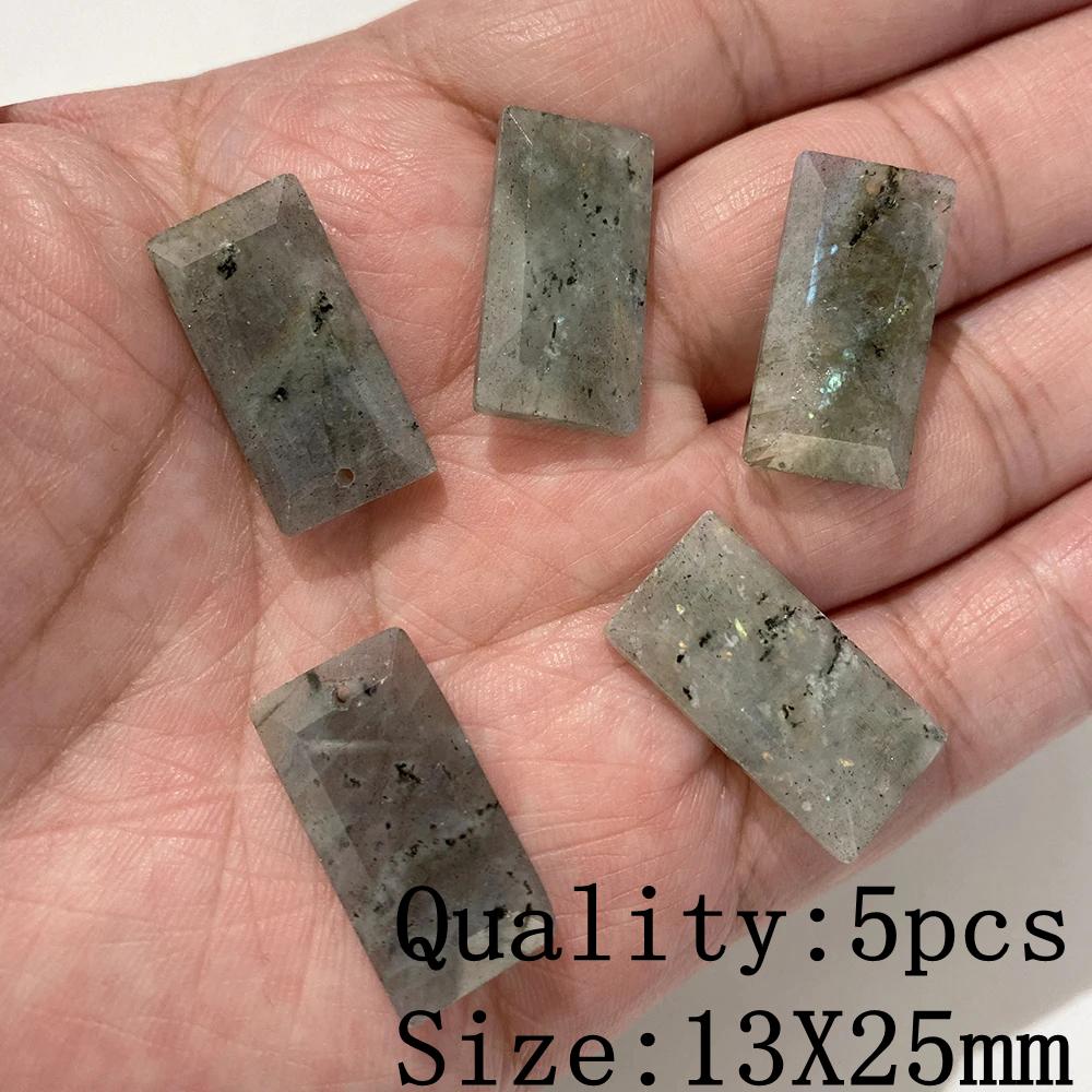 Natural Flash Labradorite Stone Charm Pendant Healing Semi-precious Stone Connector for Jewelry Making Necklace Accessories Gift