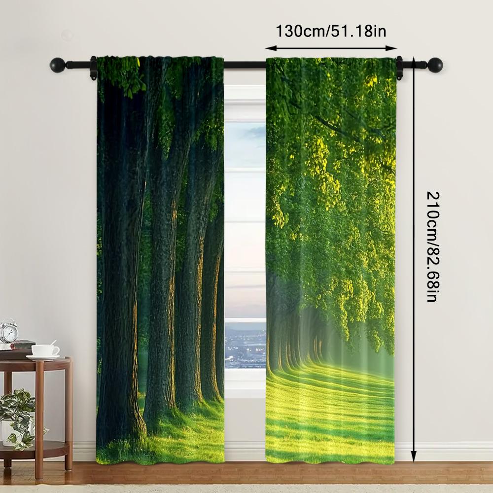 2pc,  Window Drapes Forest1 Blackout  Polyester Wall Decor Suitable for Room/bedroom/Window Decor