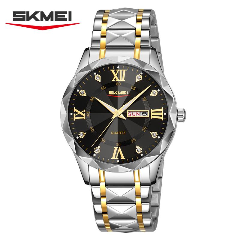 SKMEI New Man Waterproof Fashion Luxury Dial Exquisite Quartz Stainless Steel Watch for Women 9369