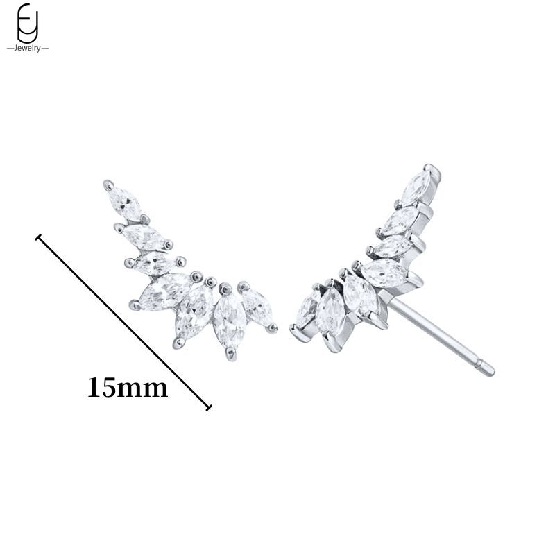 925 Silver Ear Buckles Fashion Hoop Earrings White Crystal Luxury Women's Earrings Wedding Women's Jewelry Premium Gift