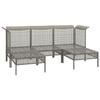 VidaXL Salon de jardin 5 pcs avec coussins Gris Résine tressée, ensemble de salon d'extérieur, ensemble de mobilier 319664