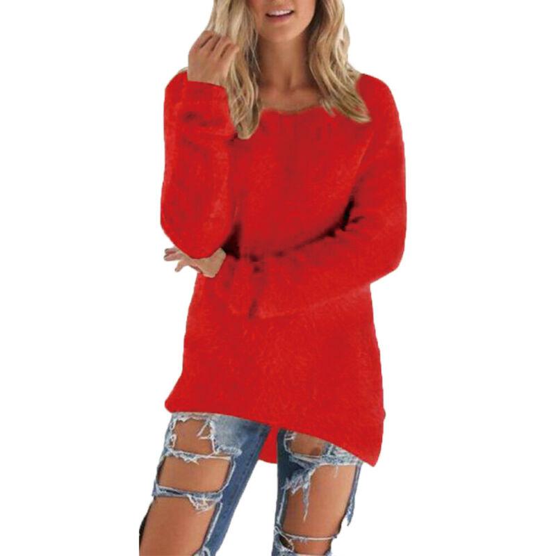 Toamnă Iarnă Femei Pulover de pluș Casual Lejer cu mânecă lungă O gât Topuri Pulover de culoare solidă Cămăși