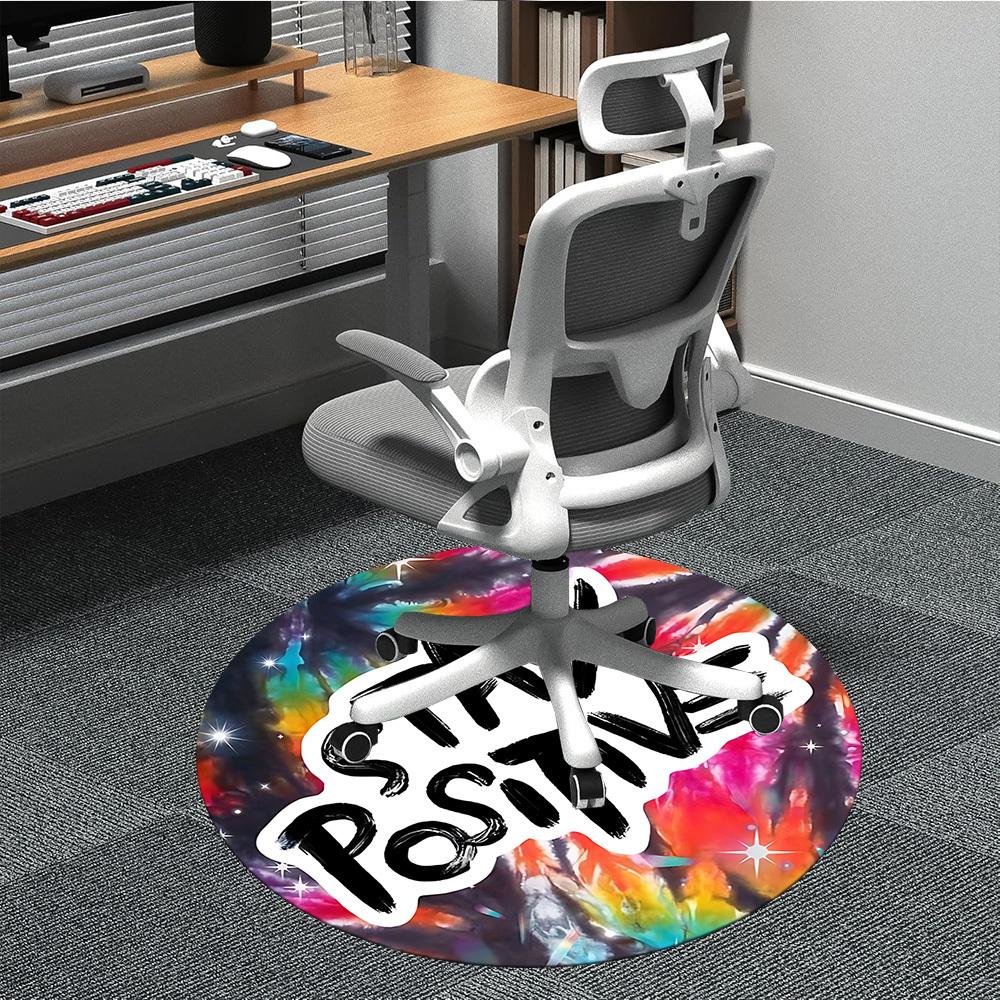 1pc Positive Vibe Chair Carpet for Office, Indoor Non Slip Washable Polyester Fiber Carpet,