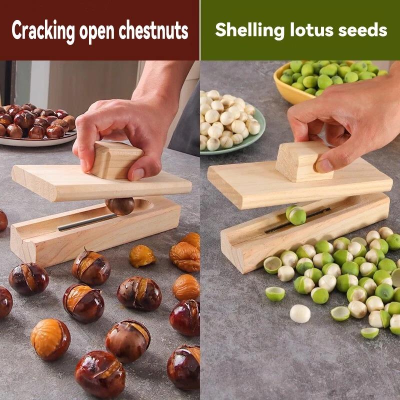 Manual Nut Opener Wooden Chestnut Opener Heavy Duty Walnut Plier Opener Tool for Walnuts Chestnuts Pecans Hazelnuts Almonds