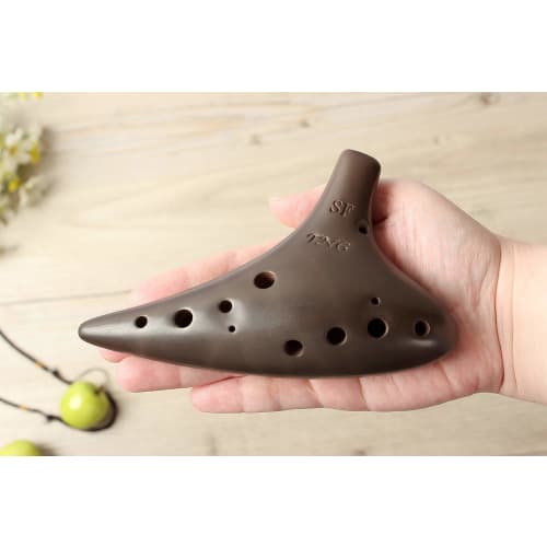 TNG Ocarina, 12-Hole, Single Soprano, F Key, Purple Sand, Red Clay, SF (Includes Fingering Chart) (Includes Case), Premium Quality for Wind Instrument
