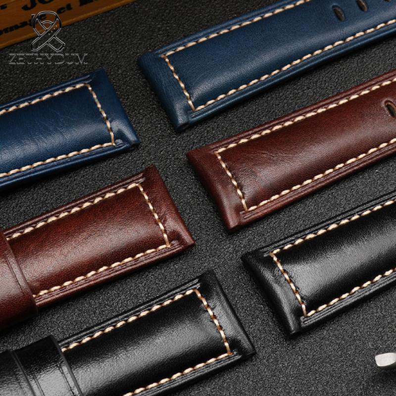 Vintage Retrò   Cinturino in Vera Pelle Fatto a Mano Per Panerai 22 24 26mm Accessori per Orologi Fatti a Mano Cinturino in Pelle con Attacco Dritto