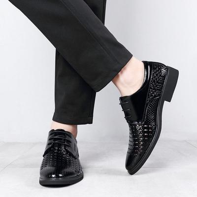Letnie męskie buty skórzane ażurowe oddychające buty skórzane buty męskie męskie trendowe buty biznesowe wizytowe męskie