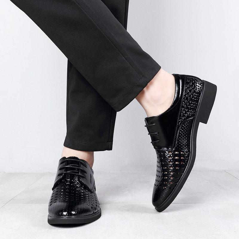 Summer men's shoes leather hollow breathable leather shoes men's shoes men's trend business dress shoes men