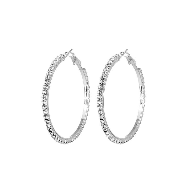 Fashion Rhinestone Crystal Hoop Earrings for Women Exaggerate Elegant Big Circle Accessories Valentine's Day Gift Jewelry
