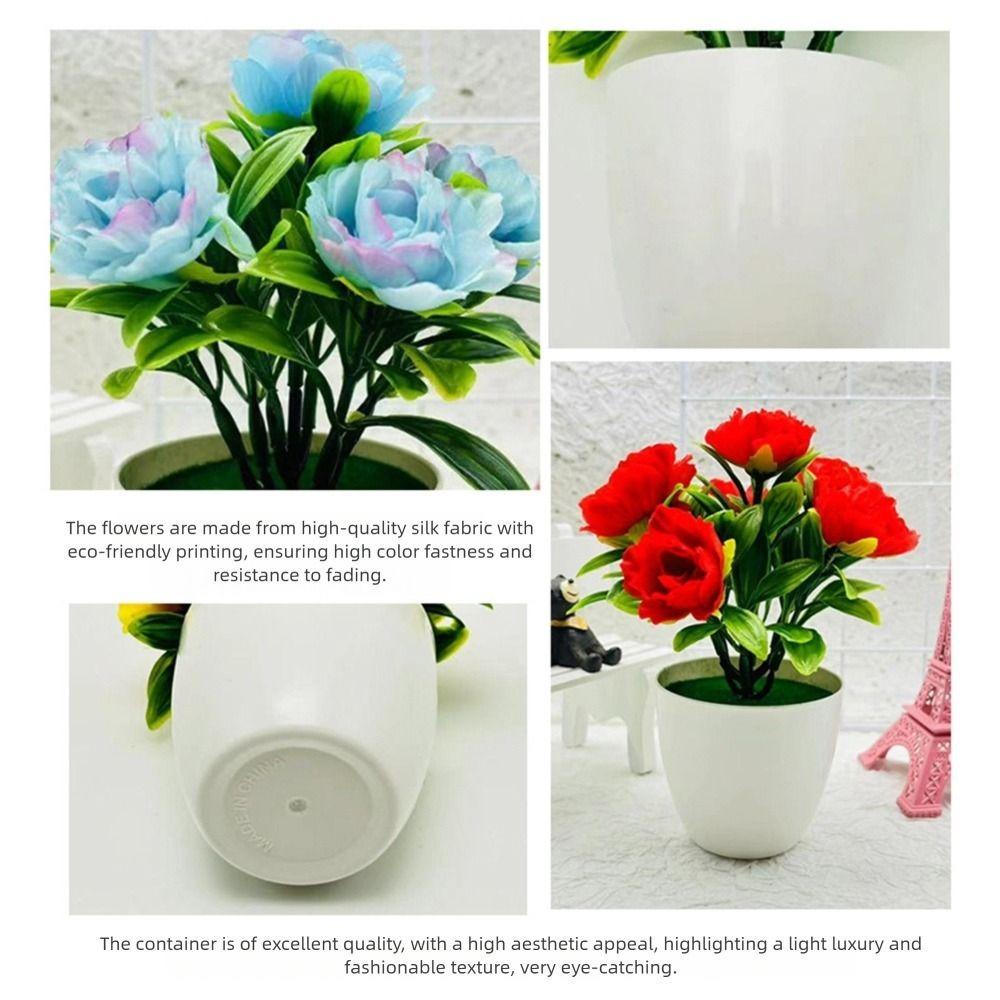 Faux Simulation Flowers Potted Craft Lifelike Pot Plants Simulated Potted Flower  Home Decoration