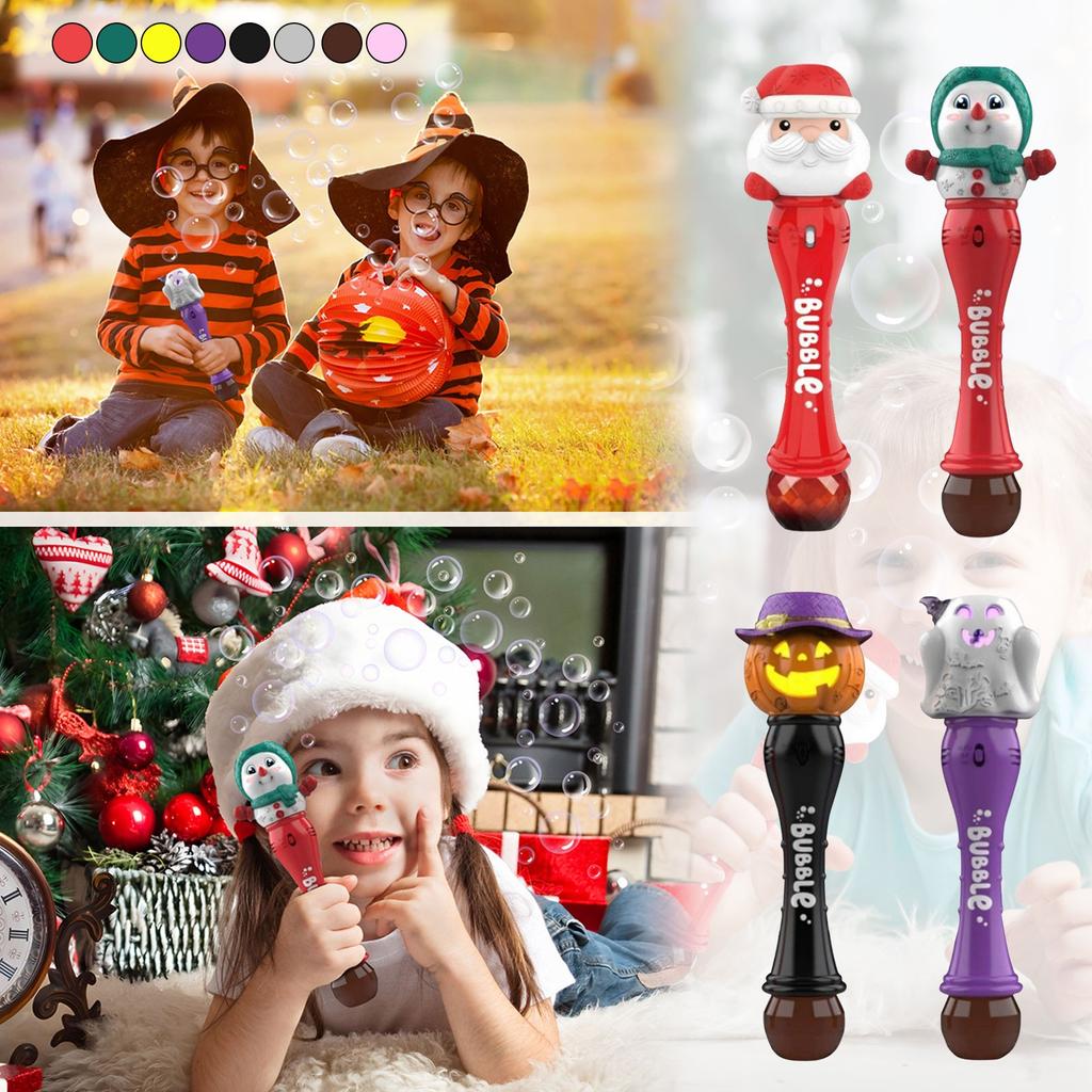 Christmas HalloweenGhost PumpkinBubble Stick Blowing Bubble Outdoor Toy Snowman Handheld Bubble Machine80ml
