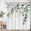 Eucalyptus Leaves Shower Curtains Autumn Brown Leaf Watercolour Plants Modern Bath Curtain Polyester Fabric Home Bathroom Decor