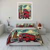 London Travel Icon Set Bedding Set with 1 Duvet Cover 2 Pillowcases Single Double King Queen, Gift