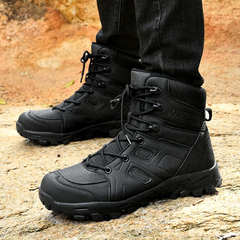 Fashion New Men's Boots High Top Outdoor Hiking Shoes Men Anti-collision High Quality Black Sport Trekking Sneakers For Men Size 46