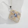 Natural Tanzanite Hollow Pendant S925 Sterling Silver Necklace Women'S Vintage Versatile Clavicle Chain Jewelry