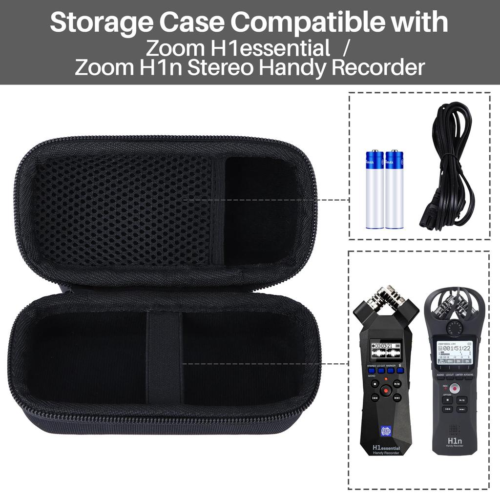 Lebakort Storage Case Compatible with Zoom H1 EssentialH1n Handy Recorders