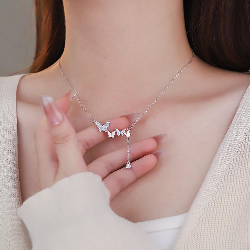 Butterfly Tassel Necklace In A Light and Luxurious Style, with A Refreshing Design and A Sweet Collarbone Chain