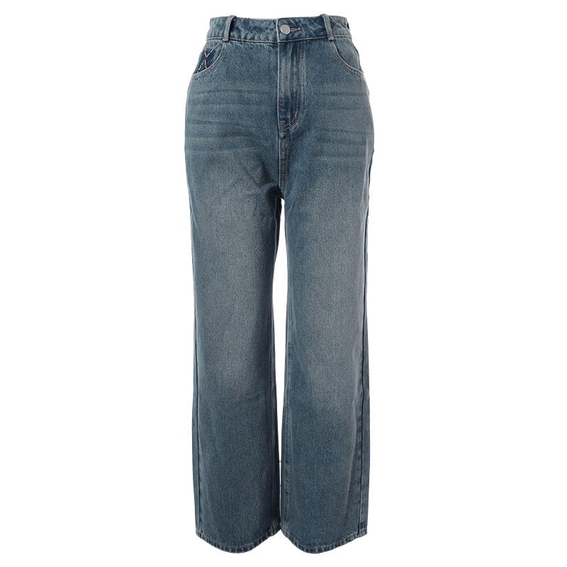 Baitu Women's High-Waist Wide-Leg Denim Jeans